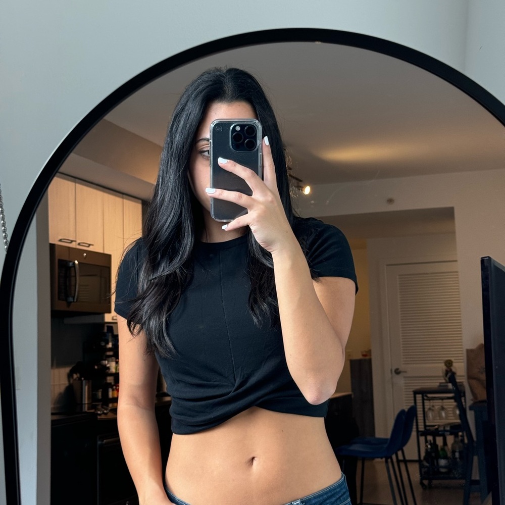Zara Black Crop Top with Knot